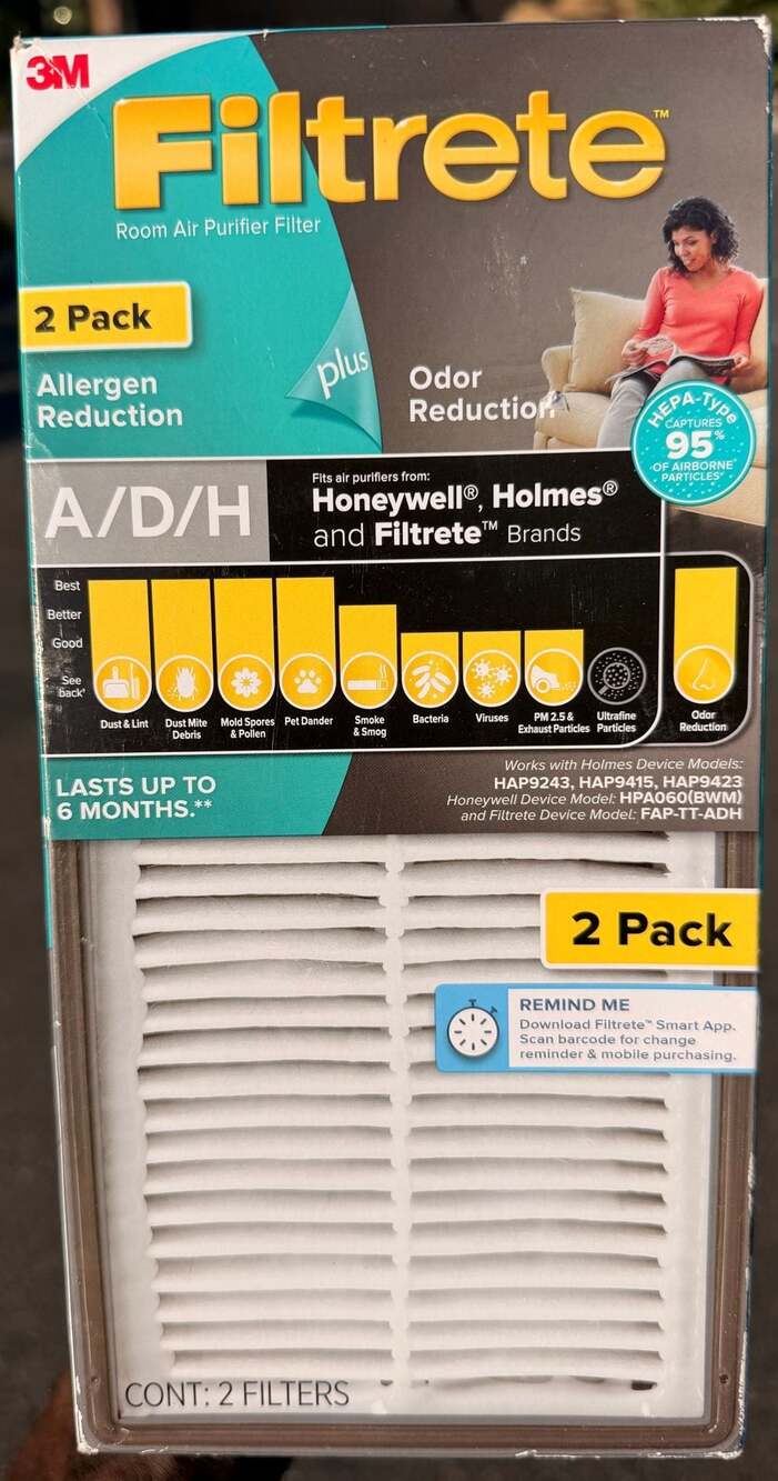 Filtrete A/D/H Allergen Reduction Plus Odor Reduction Room Air Purifier Filter,